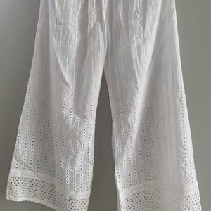 Cotton white pant plazo